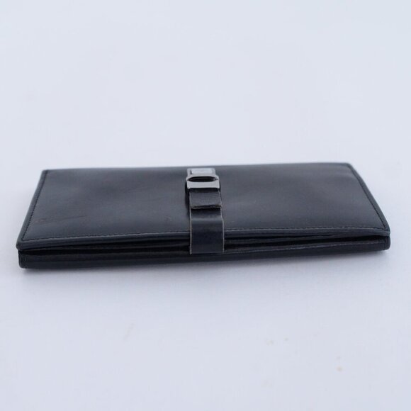 Vintage Gucci Black Leather Long Bifold Flap Silver-Tone Hardware Wallet - Picture 7 of 16